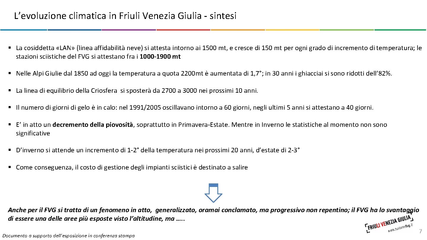 L’evoluzione climatica in Friuli Venezia Giulia - sintesi § La cosiddetta «LAN» (linea affidabilità