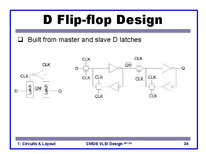 D Flip-flop Design q Built from master and slave D latches 1: Circuits &