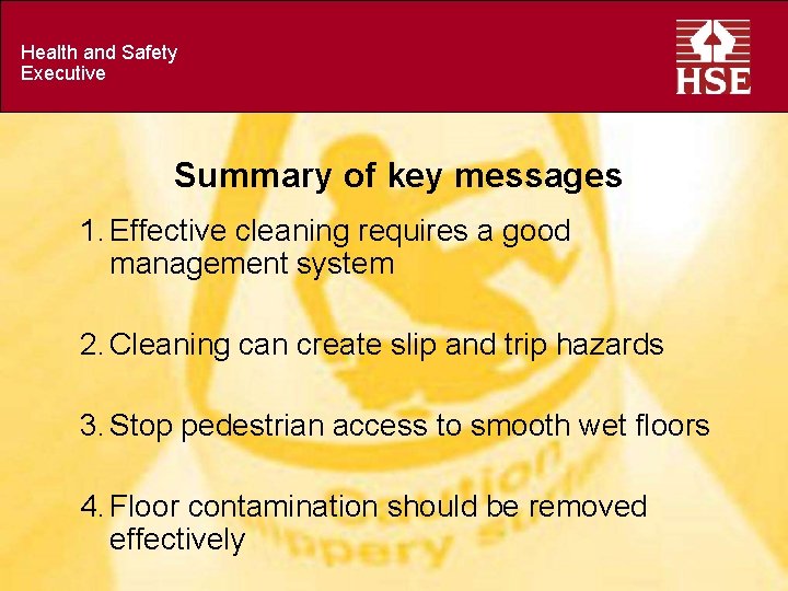 Health and Safety Executive Floor Cleaning and its