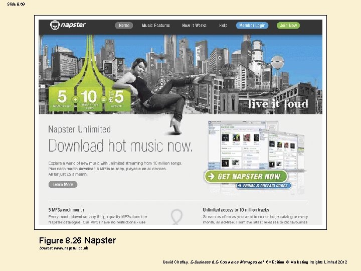 Slide 8. 69 Figure 8. 26 Napster Source: www. napster. co. uk David Chaffey,