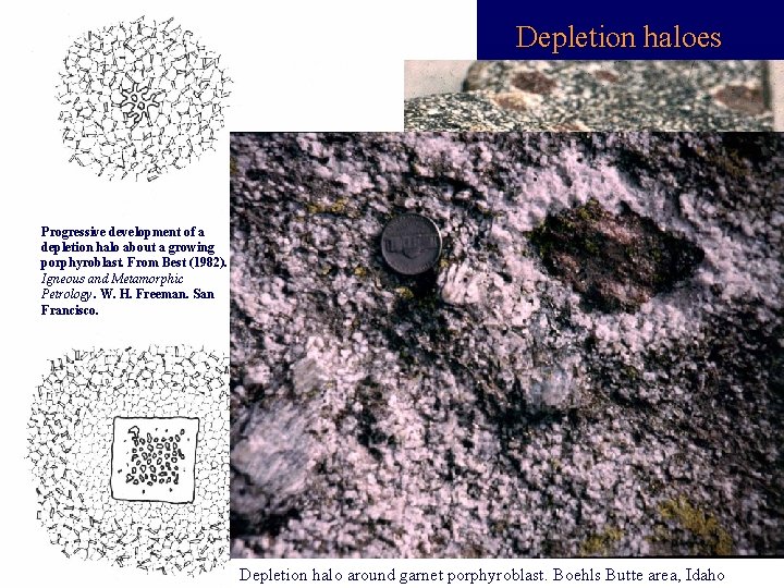 Depletion haloes Progressive development of a depletion halo about a growing porphyroblast. From Best