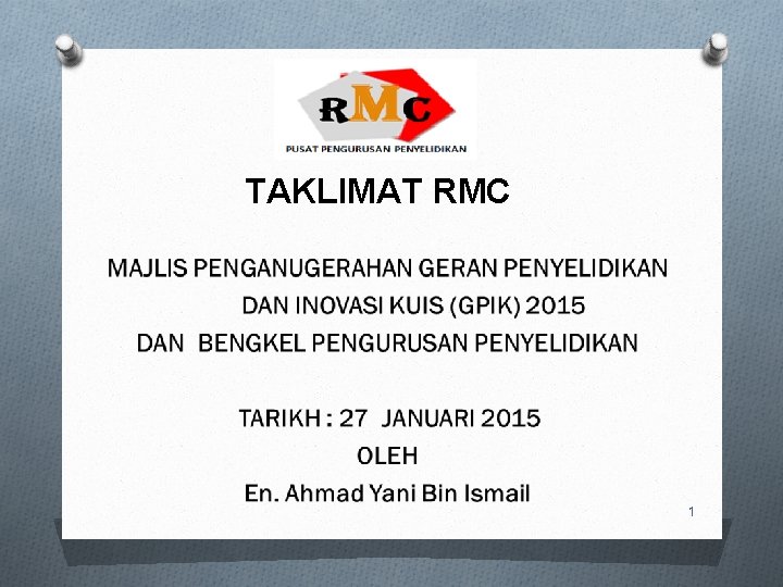 TAKLIMAT RMC 1 