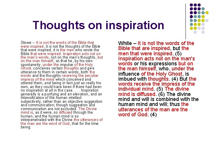 Thoughts on inspiration Stowe -- It is not the words of the Bible that Thoughts on inspiration Stowe -- It is not the words of the Bible that