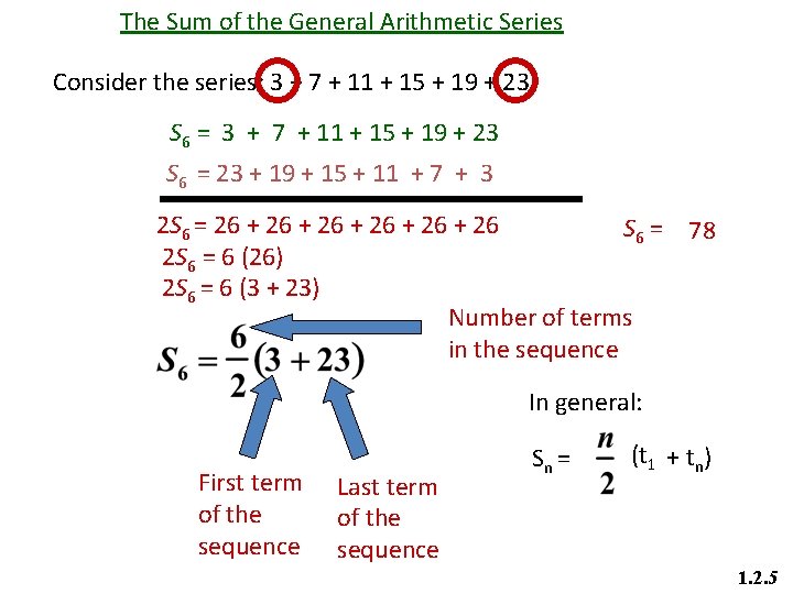 The Sum of the General Arithmetic Series Consider the series: 3 + 7 +