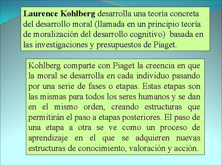 Laurence Kohlberg desarrolla una teoría concreta del desarrollo moral (llamada en un principio teoría