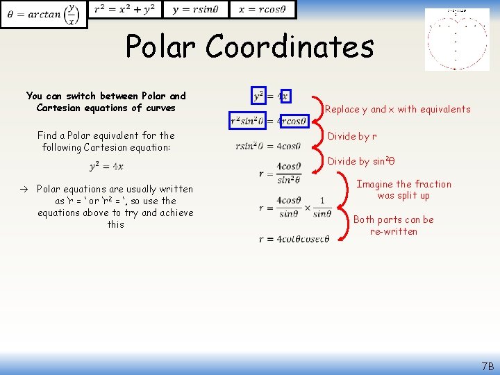  Polar Coordinates You can switch between Polar and Cartesian equations of curves Find