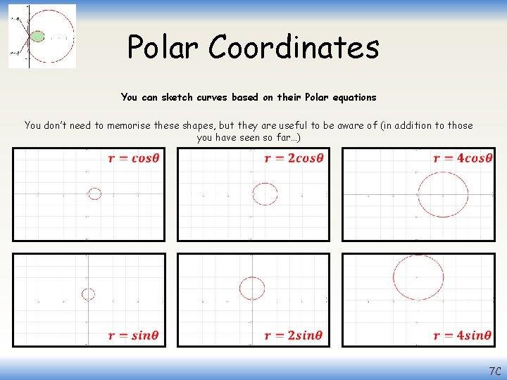 Polar Coordinates You can sketch curves based on their Polar equations You don’t need