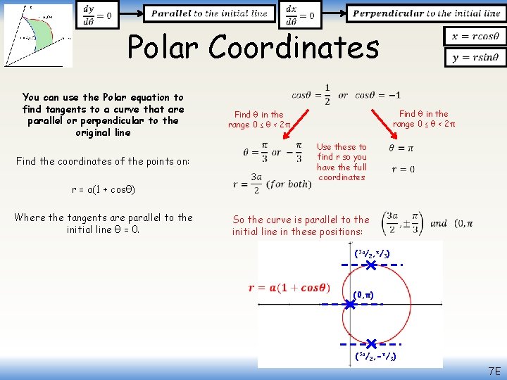  Polar Coordinates You can use the Polar equation to find tangents to a