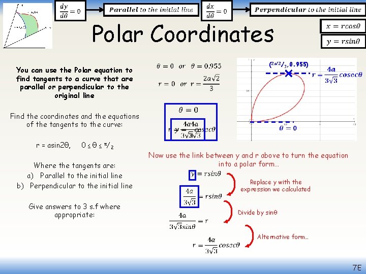  Polar Coordinates You can use the Polar equation to find tangents to a