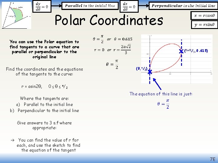  Polar Coordinates You can use the Polar equation to find tangents to a