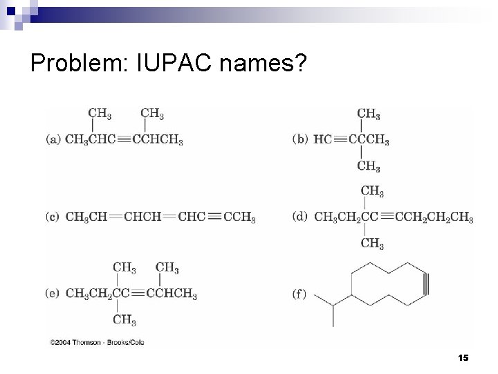 Problem: IUPAC names? 15 Problem: IUPAC names? 15
