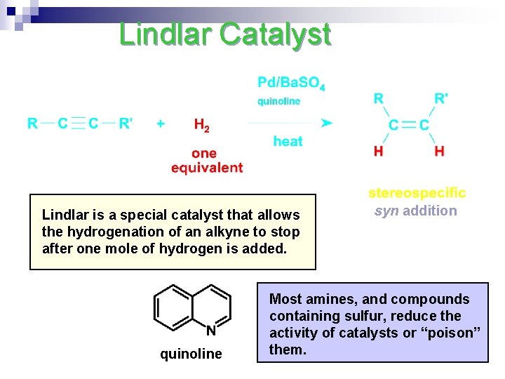 Lindlar Catalyst Lindlar is a special catalyst that allows the hydrogenation of an alkyne Lindlar Catalyst Lindlar is a special catalyst that allows the hydrogenation of an alkyne