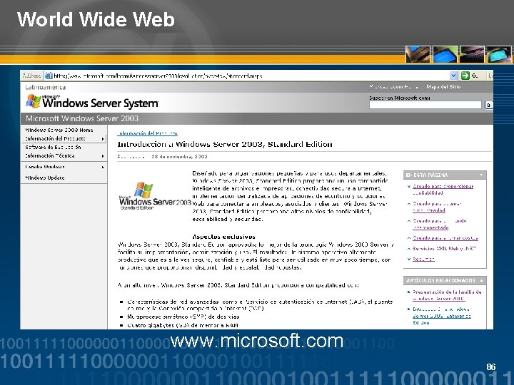 World Wide Web www. microsoft. com 86 
