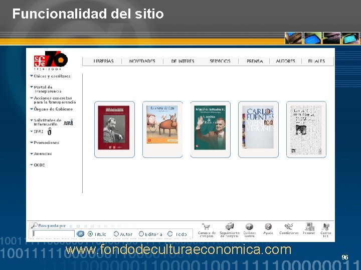 Funcionalidad del sitio www. fondodeculturaeconomica. com 96 