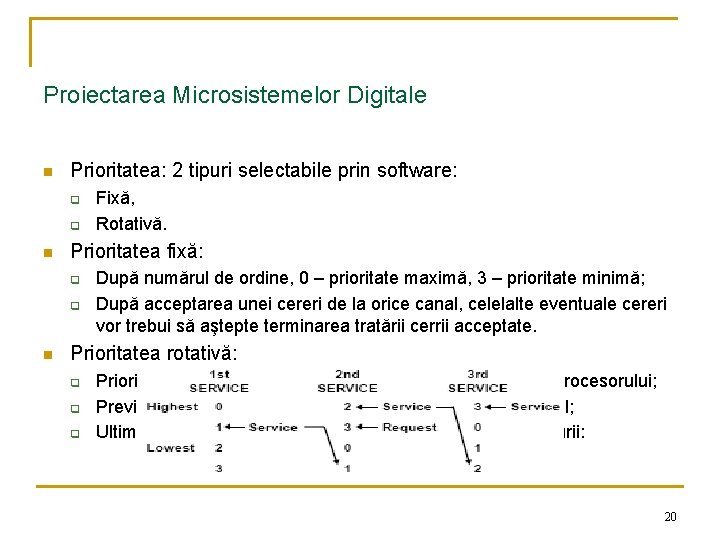 Proiectarea Microsistemelor Digitale n Prioritatea: 2 tipuri selectabile prin software: q q n Prioritatea