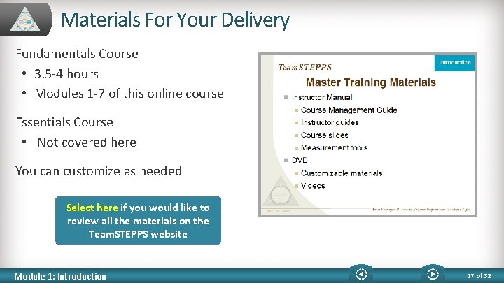 Materials For Your Delivery Fundamentals Course • 3. 5 -4 hours • Modules 1