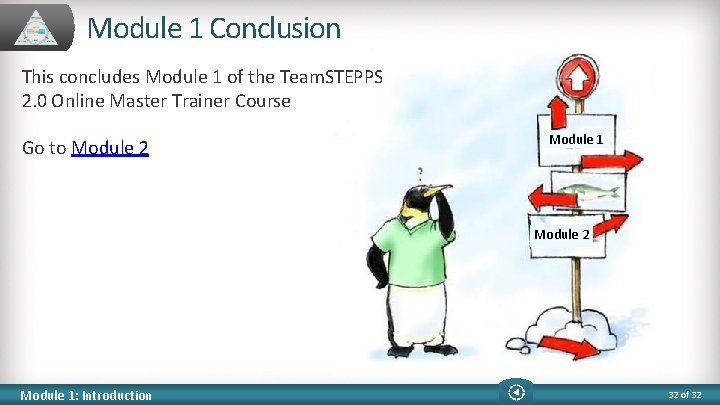 Module 1 Conclusion This concludes Module 1 of the Team. STEPPS 2. 0 Online