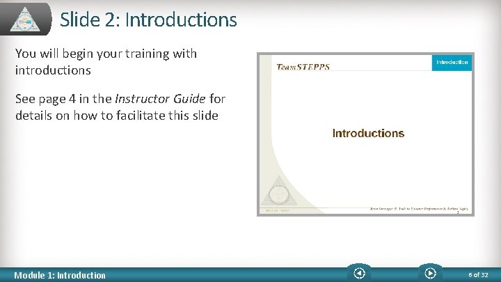 Slide 2: Introductions You will begin your training with introductions See page 4 in