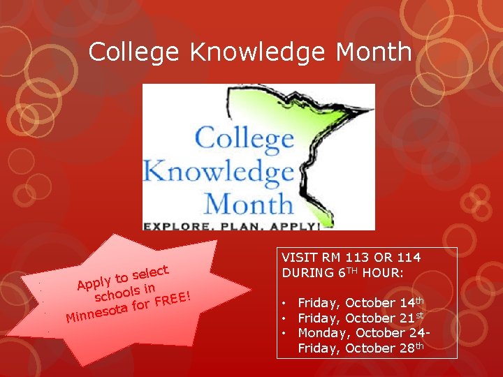 College Knowledge Month elect s o t Apply ls in o o h c