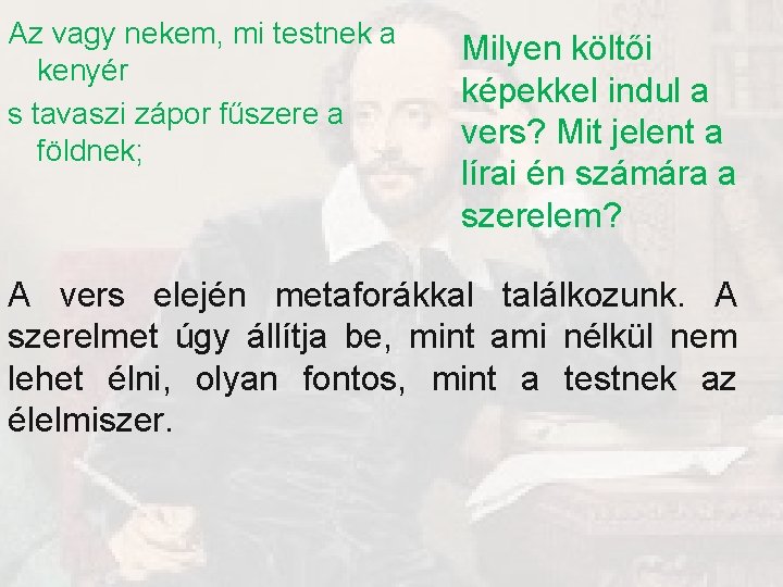 Az vagy nekem, mi testnek a kenyér s tavaszi zápor fűszere a földnek; Milyen Az vagy nekem, mi testnek a kenyér s tavaszi zápor fűszere a földnek; Milyen
