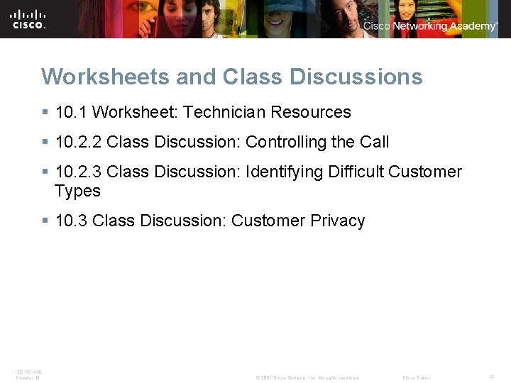 Worksheets and Class Discussions § 10. 1 Worksheet: Technician Resources § 10. 2. 2