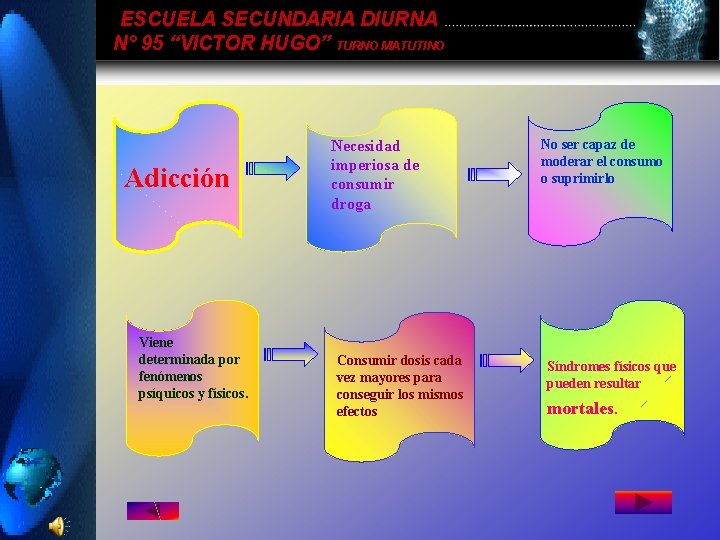ESCUELA SECUNDARIA DIURNA N° 95 “VICTOR HUGO” TURNO MATUTINO Adicción Viene determinada por fenómenos ESCUELA SECUNDARIA DIURNA N° 95 “VICTOR HUGO” TURNO MATUTINO Adicción Viene determinada por fenómenos