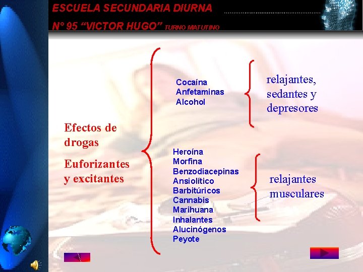 ESCUELA SECUNDARIA DIURNA N° 95 “VICTOR HUGO” TURNO MATUTINO Cocaína Anfetaminas Alcohol Efectos de ESCUELA SECUNDARIA DIURNA N° 95 “VICTOR HUGO” TURNO MATUTINO Cocaína Anfetaminas Alcohol Efectos de