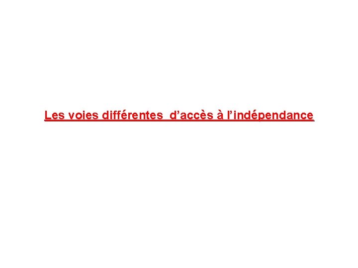 Les voies différentes d’accès à l’indépendance 