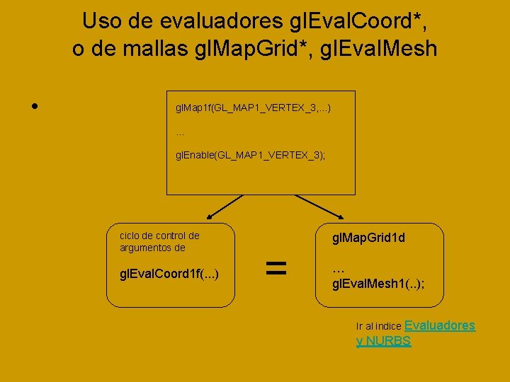 Uso de evaluadores gl. Eval. Coord*, o de mallas gl. Map. Grid*, gl. Eval. Uso de evaluadores gl. Eval. Coord*, o de mallas gl. Map. Grid*, gl. Eval.