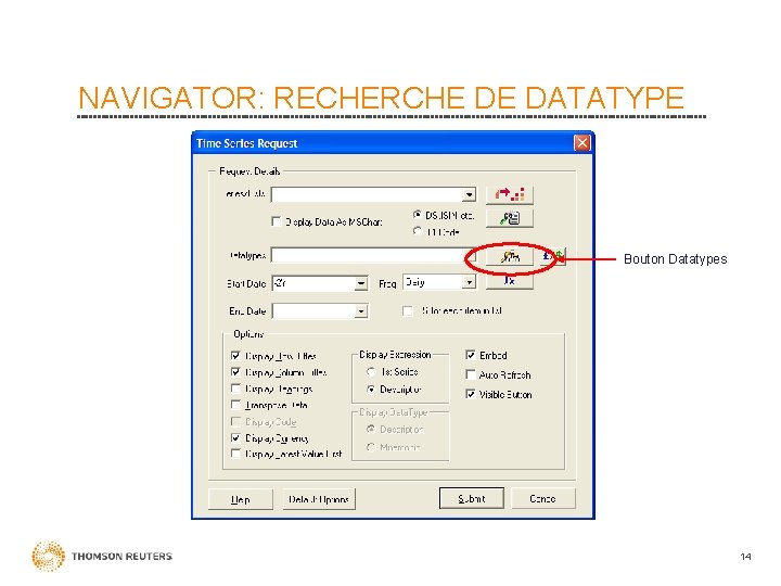 NAVIGATOR: RECHERCHE DE DATATYPE Bouton Datatypes 14 