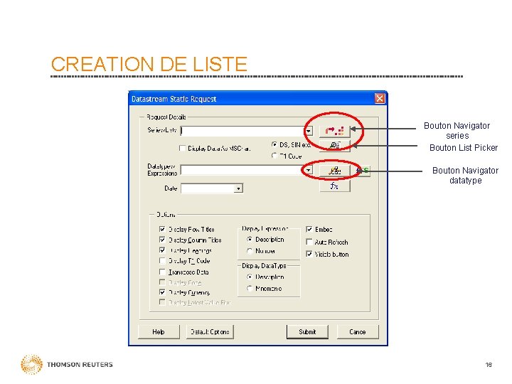 CREATION DE LISTE Bouton Navigator series Bouton List Picker Bouton Navigator datatype 16 