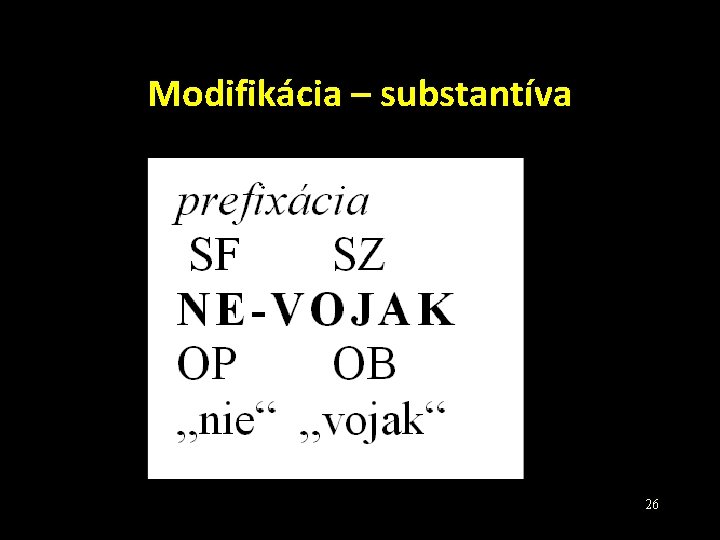 Modifikácia – substantíva 26 