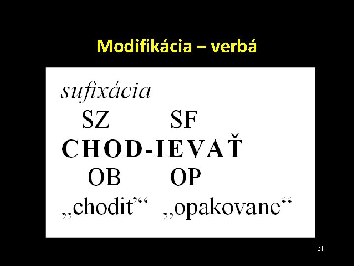 Modifikácia – verbá 31 