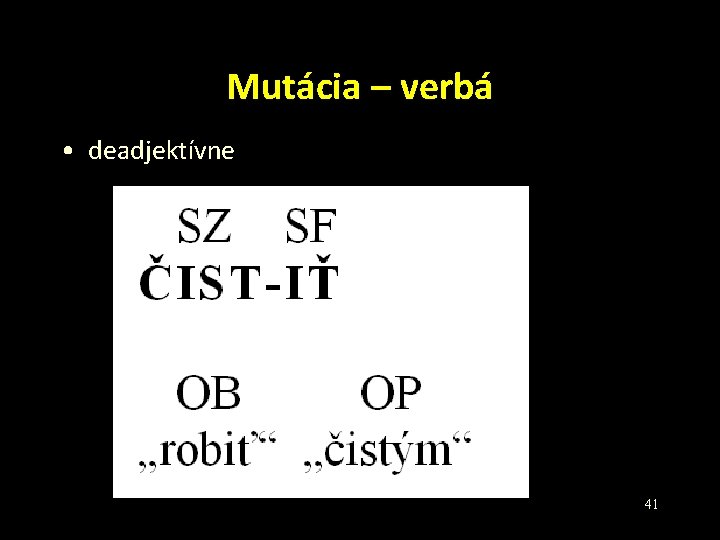 Mutácia – verbá • deadjektívne 41 