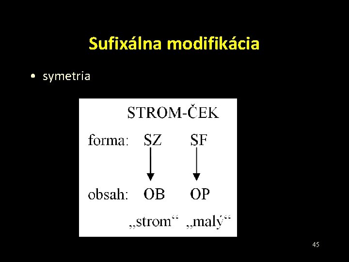 Sufixálna modifikácia • symetria 45 