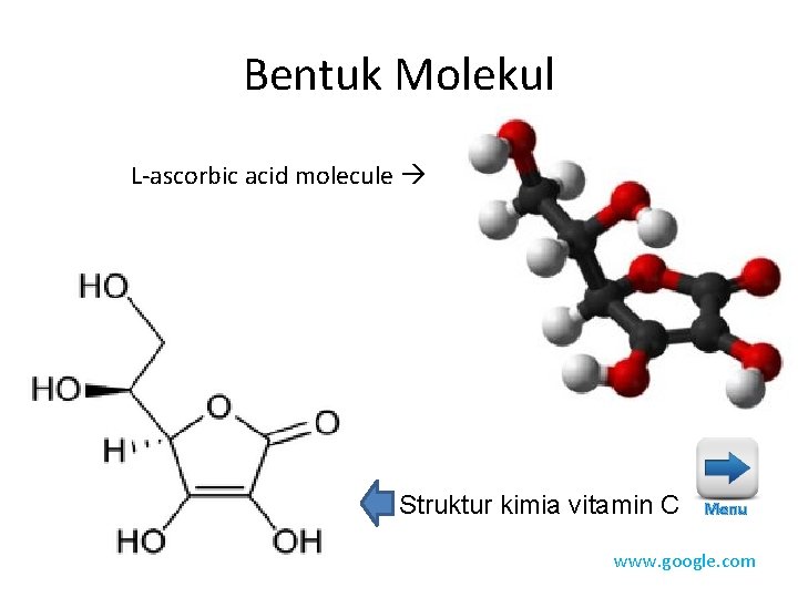 Bentuk Molekul L-ascorbic acid molecule Struktur kimia vitamin C Menu www. google. com 