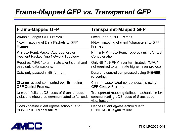 Frame-Mapped GFP vs. Transparent GFP 19 T 1 X 1. 5/2002 -046 