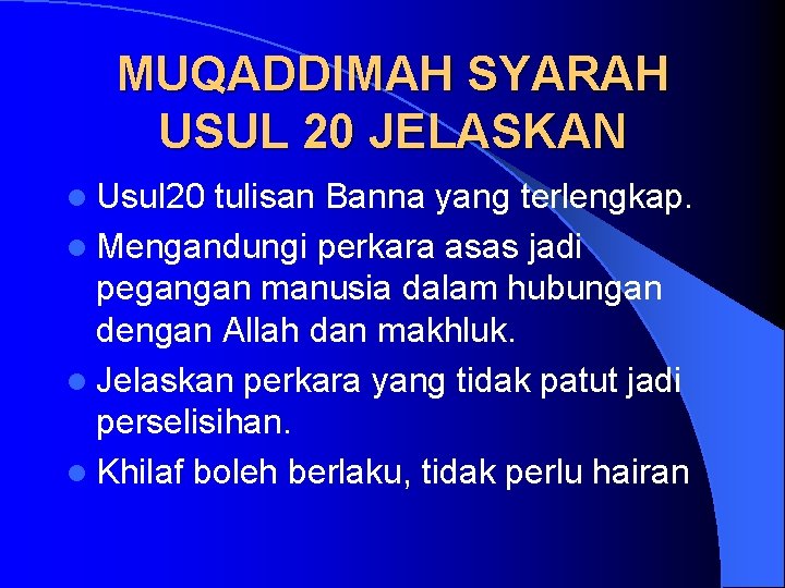 Pembentangan Syarah Usul 20 Tulisan Abdullah Albana Disediakan