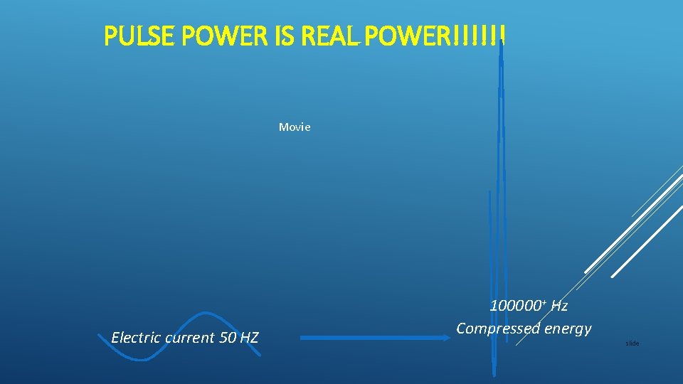 PULSE POWER IS REAL POWER!!!!!! Movie Electric current 50 HZ 100000+ Hz Compressed energy