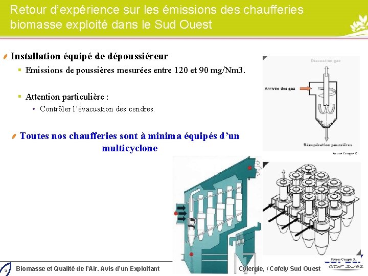 Retour d’expérience sur les émissions des chaufferies biomasse exploité dans le Sud Ouest Installation Retour d’expérience sur les émissions des chaufferies biomasse exploité dans le Sud Ouest Installation