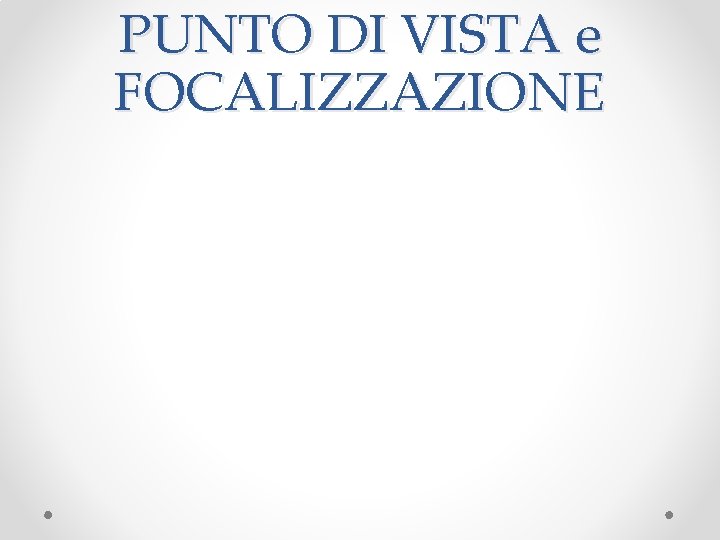 PUNTO DI VISTA e FOCALIZZAZIONE 