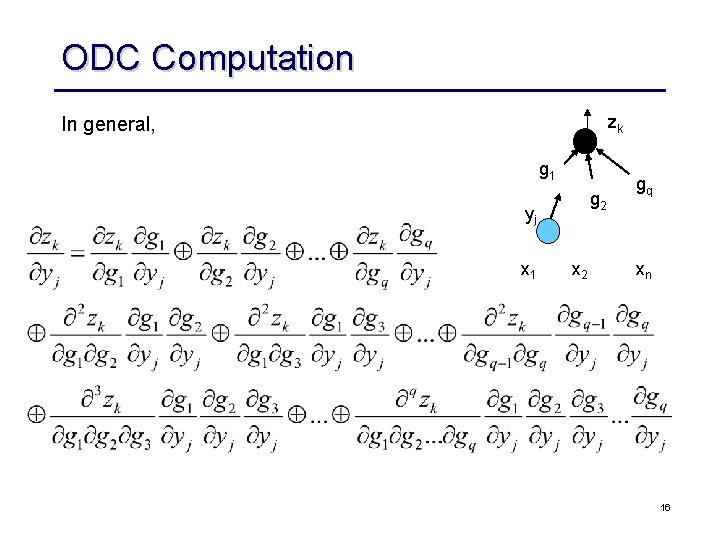 ODC Computation zk In general, g 1 g 2 yj x 1 x 2