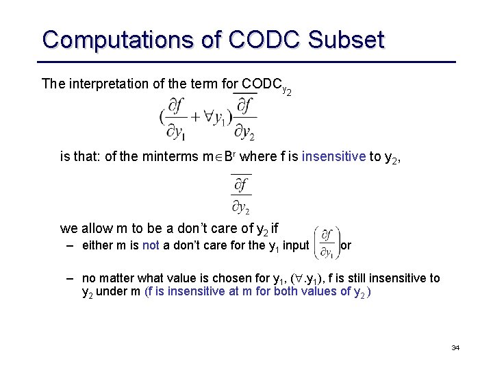 Computations of CODC Subset The interpretation of the term for CODCy 2 is that: