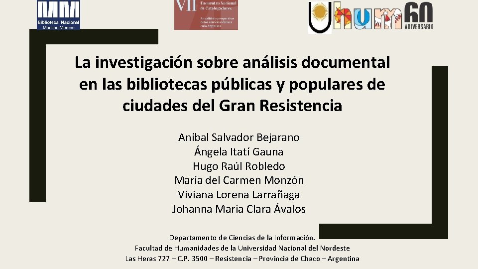 La investigación sobre análisis documental en las bibliotecas públicas y populares de ciudades del