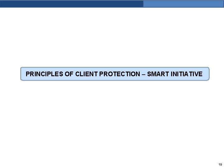 PRINCIPLES OF CLIENT PROTECTION – SMART INITIATIVE 19 