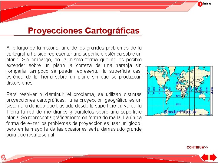 Inicio Proyecciones Cartográficas A lo largo de la historia, uno de los grandes problemas