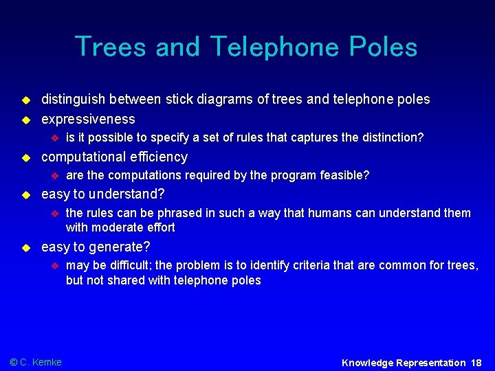 Trees and Telephone Poles distinguish between stick diagrams of trees and telephone poles expressiveness