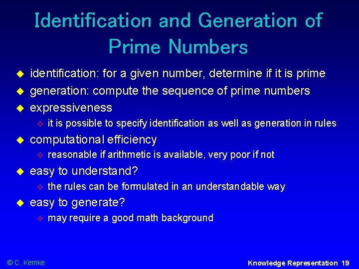 Identification and Generation of Prime Numbers identification: for a given number, determine if it