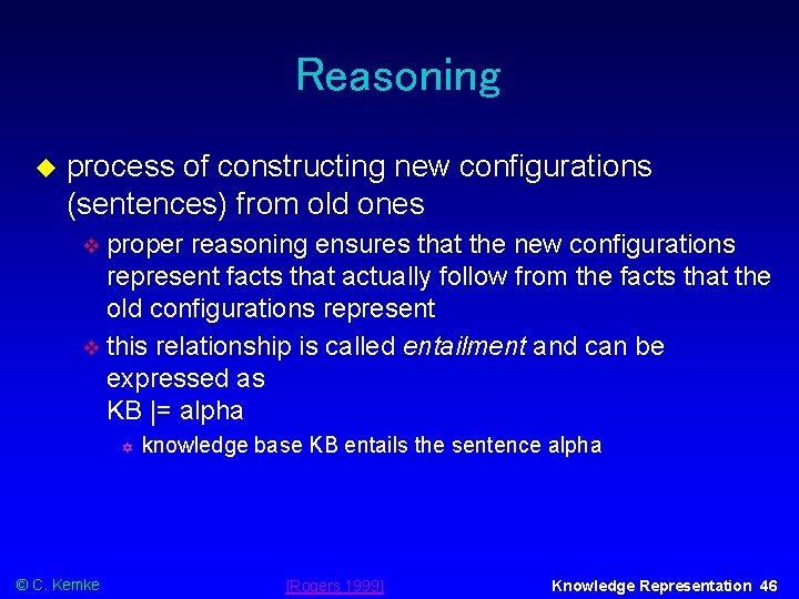 Reasoning process of constructing new configurations (sentences) from old ones proper reasoning ensures that