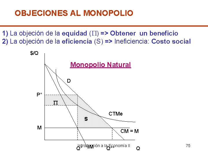 OBJECIONES AL MONOPOLIO 1) La objeción de la equidad ( ) => Obtener un